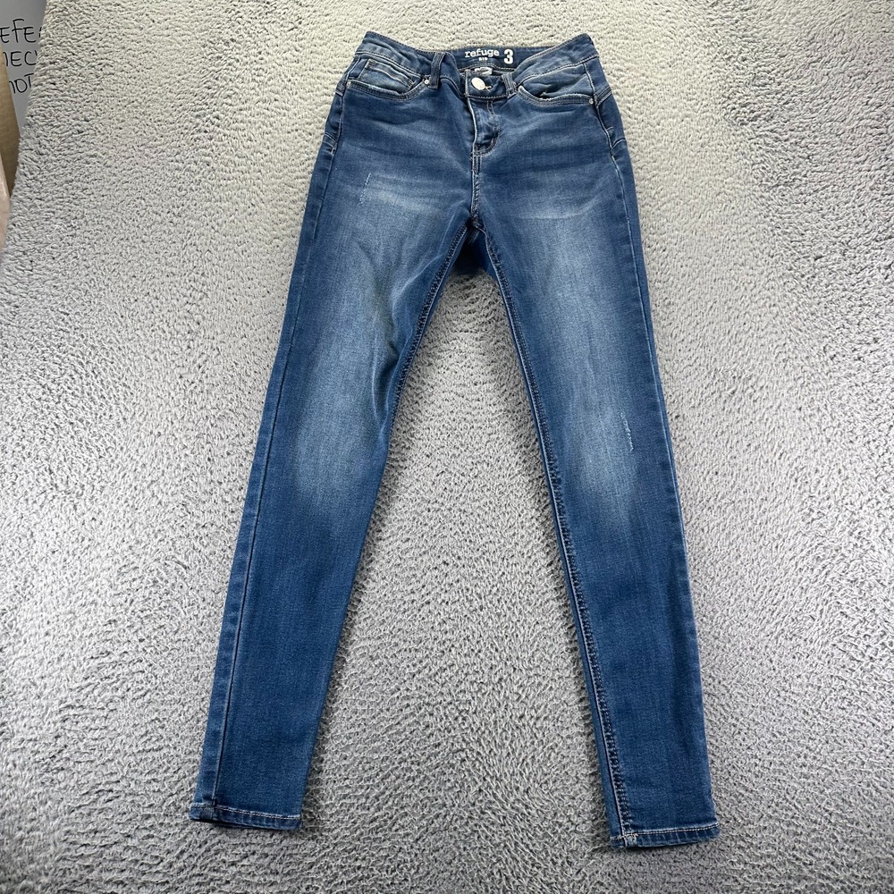 Refuge Rio Jeans Womens 3 Blue Cotton Denim Skinny Faded Medium Wash‎ Workwear